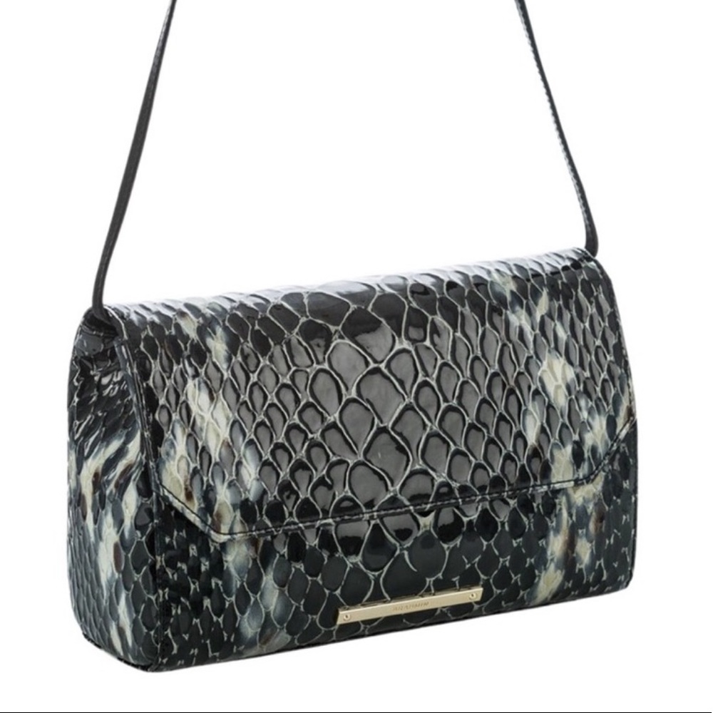 SOLD Brahmin Carina Leather Shoulder Bag Clutch Purse Black Carlisle